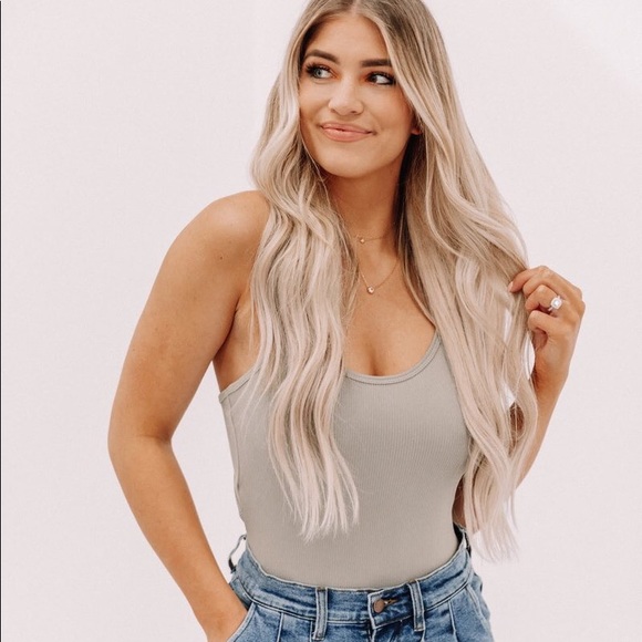 NWOT Double Zero Olive Strappy Back Bodysuit - Picture 2 of 7